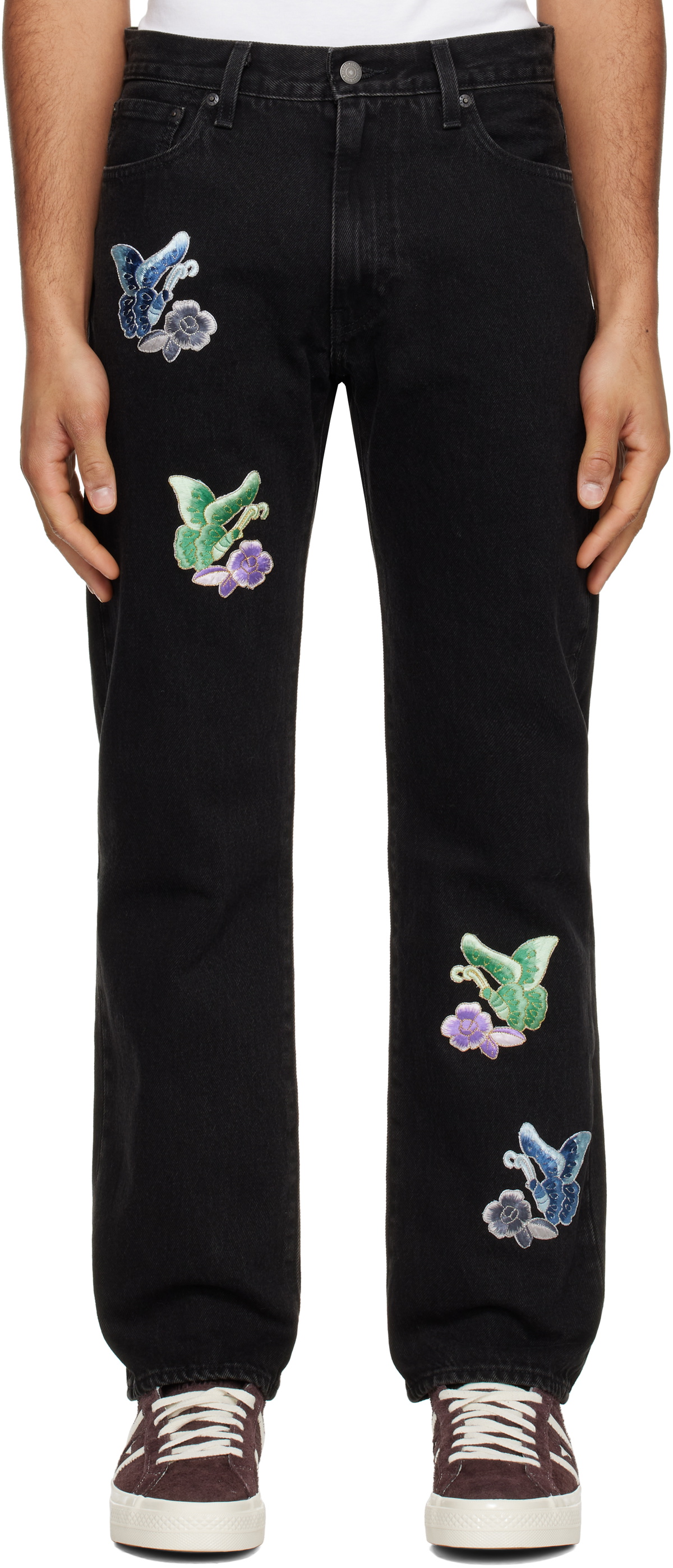 Anna Sui Black Washed Patchwork Jeans