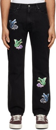 Anna Sui Black Washed Patchwork Jeans