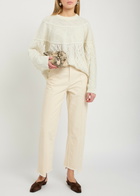 Akyn Peace Cable-knit Merino Wool-blend Jumper Ivory
