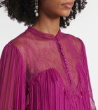 Costarellos Jorie lace-trimmed silk-blend blouse
