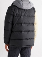 AIMÉ LEON DORE - Woolrich Quilted Colour-Block Ripstop, Shell and Faille Hooded Down Jacket - Gray