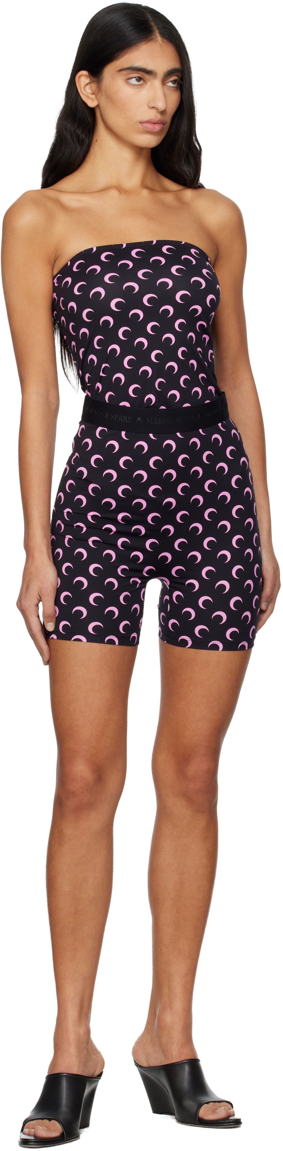 Marine Serre Black Moon Printed Jersey Sleeveless Top