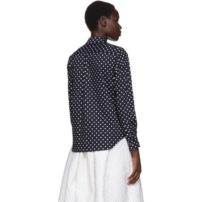 Comme des Garcons Girl Navy Polka Dot Round Collar Shirt Comme des