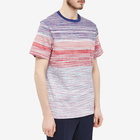 Missoni Men's Multi Stripe T-Shirt in Red/Violet &Light Blue