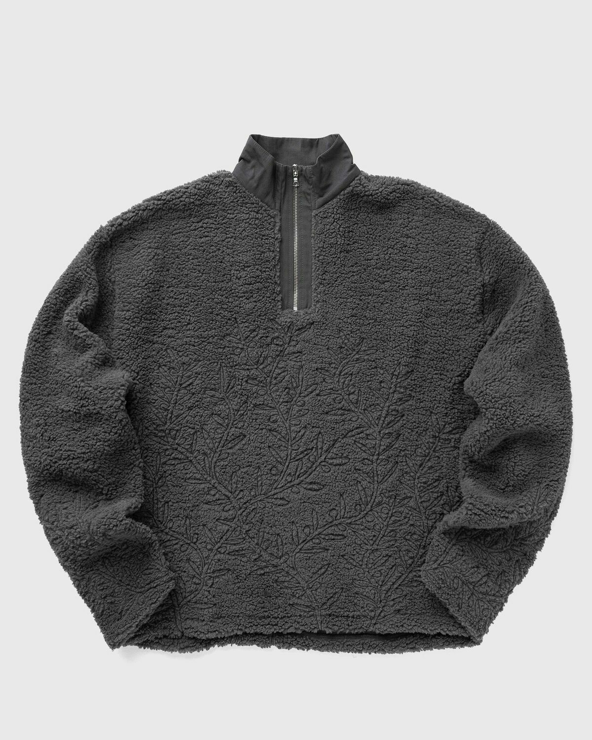 Rough. FLEECE TROYER OLIVE Beige Mens Half-Zip