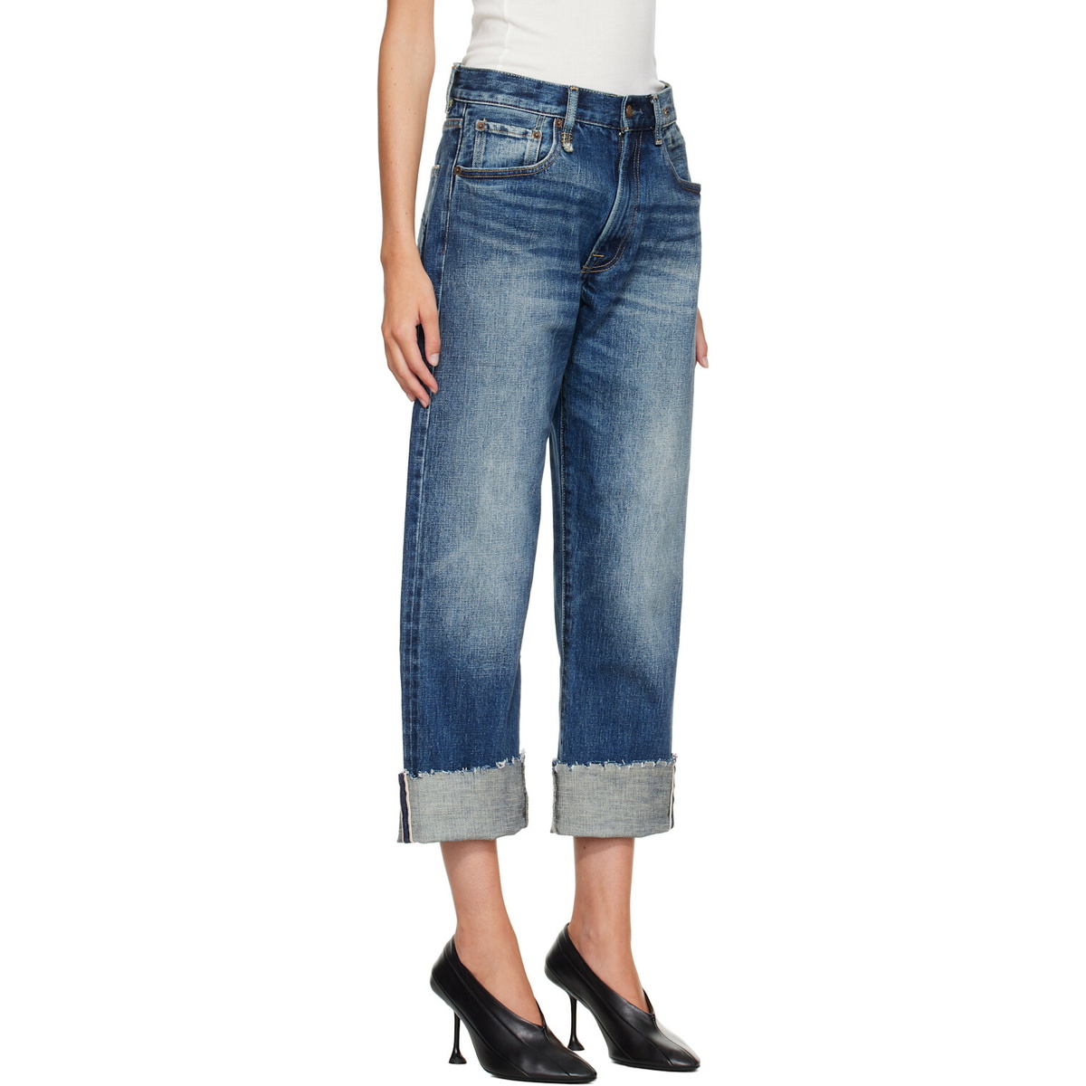R13 Blue Cuffed X-Boyfriend Jeans