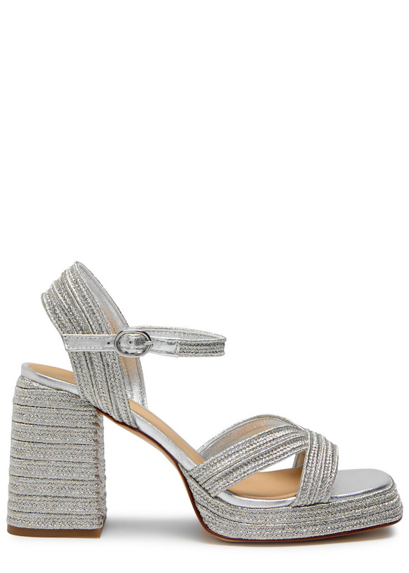 Photo: Castañer Valle Metal-braided Platform Sandals Silver