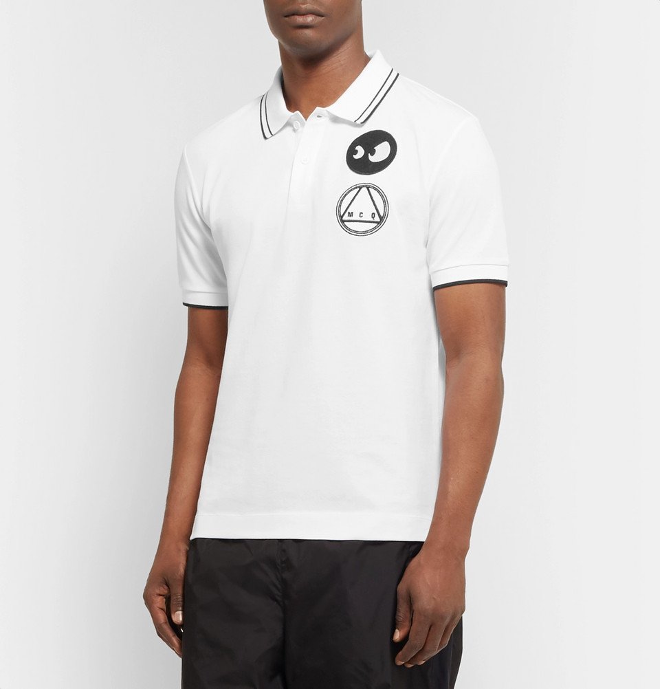 McQ store by Alexander McQueen Pique Polo Shirt Grey