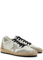 Golden Goose Ball Star Distressed Leather Sneakers White