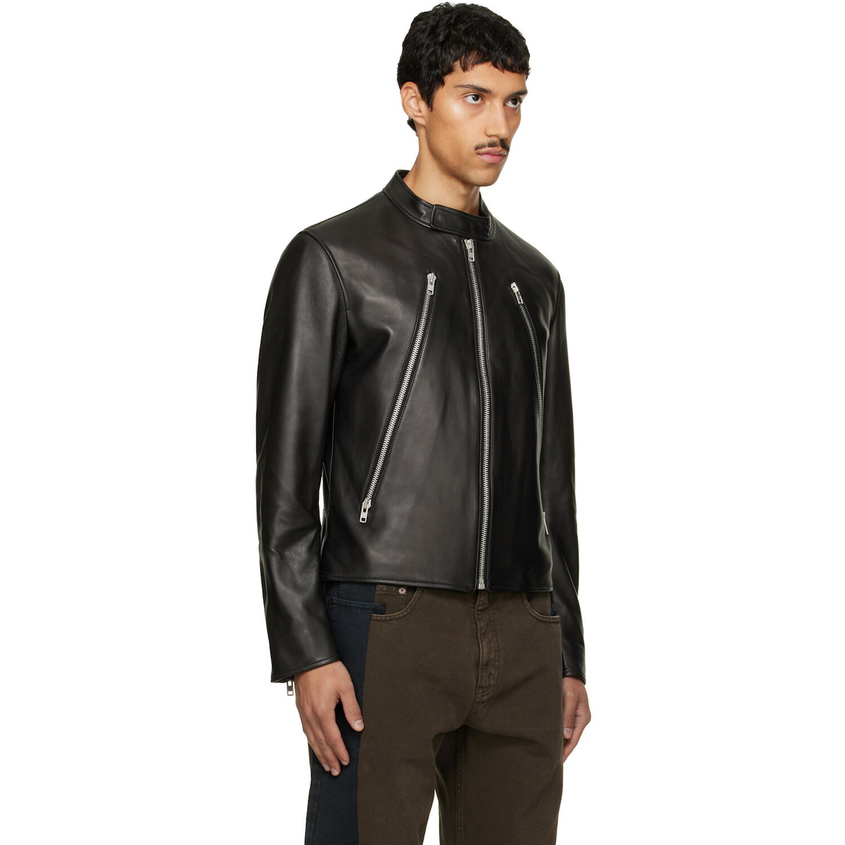 Maison Margiela Black 5-Zip Leather Jacket