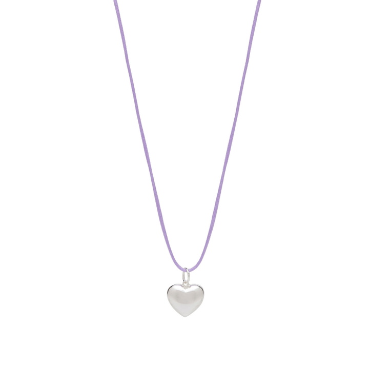 Photo: Anni Lu Women's Silver Heart On A String Necklace in Purple 