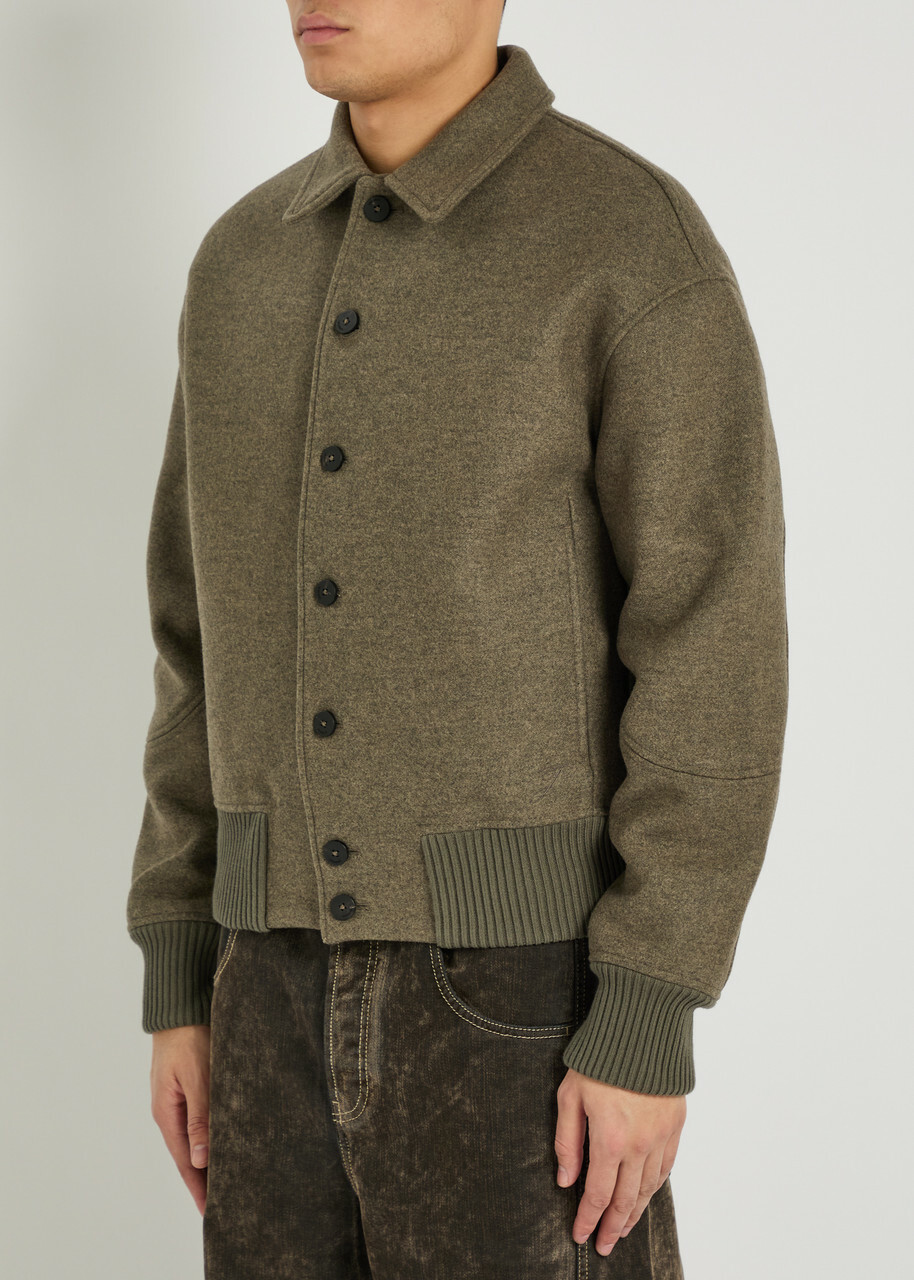 Jacquemus Le Bomber Feltro Wool Jacket Khaki