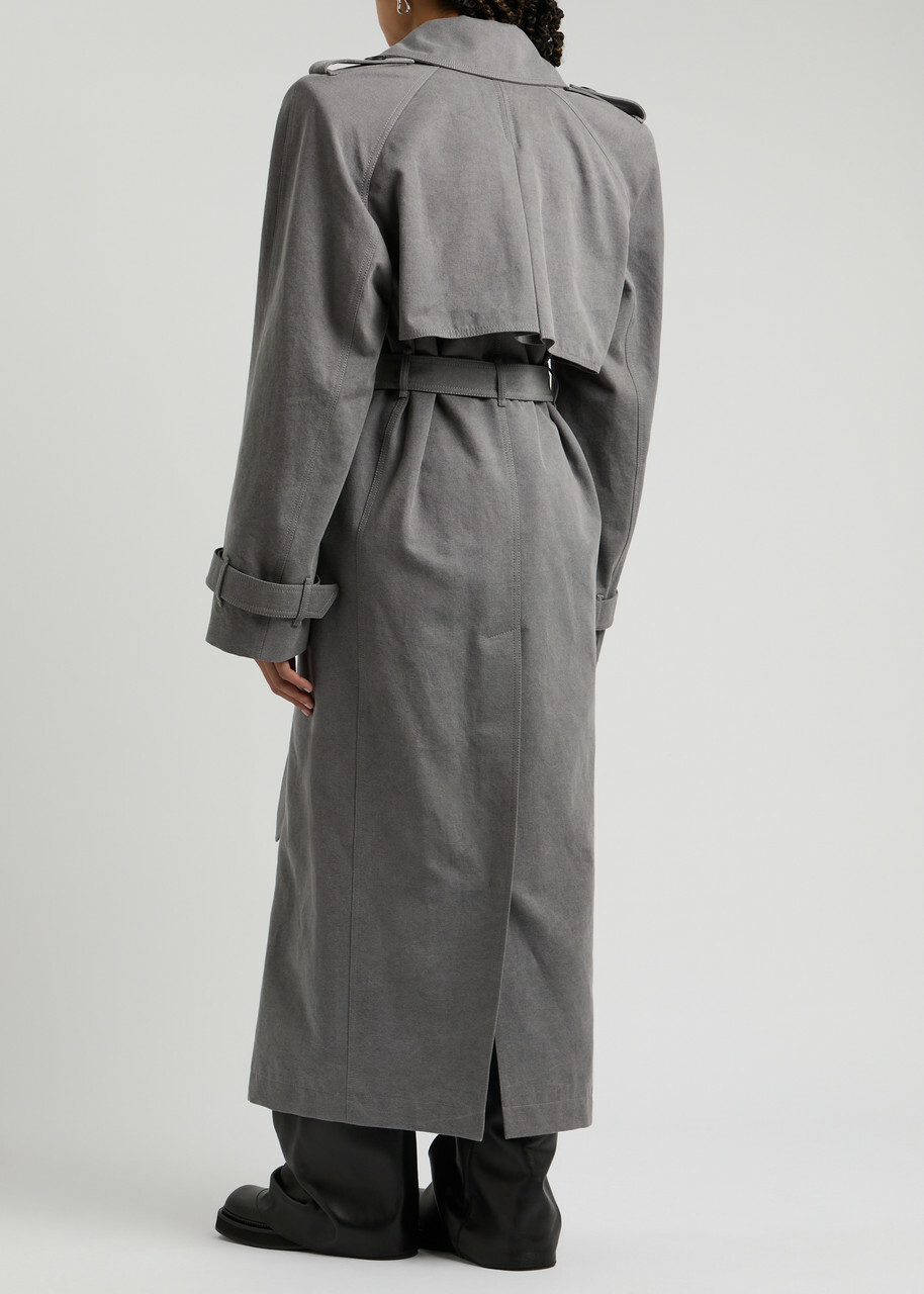 The Attico Oversized Cotton-twill Trench Coat Grey The Attico