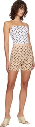 Marine Serre Beige Recycled Moon Jersey Mini Shorts