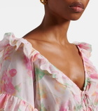 Bananhot Anita floral ruffled off-shoulder crop top