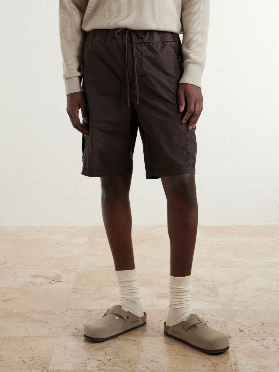 James Perse - Straight-Leg Stretch Cotton-Poplin Shorts - Brown