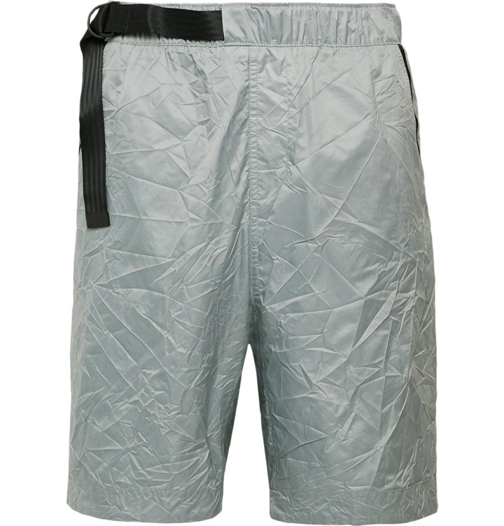 Photo: Nike - Sportswear Tech Pack Webbing-Trimmed Crinkled-Nylon Shorts - Gray