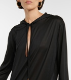 Tom Ford Feather-trimmed silk hoodie minidress