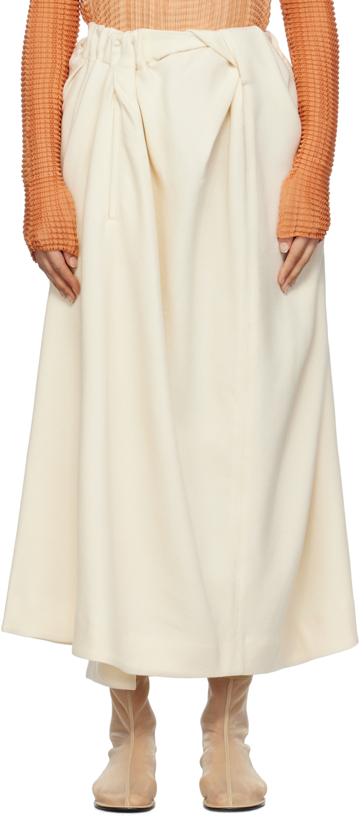 ISSEY MIYAKE Off-White Entwine Maxi Skirt