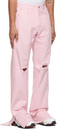 VETEMENTS Pink Destroyed Cut-Up Jeans