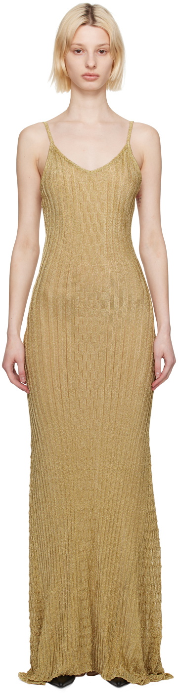 green emerald velvet dress Rose Gold Lurex Slip Dress - Victoria Beckham - Women main image 1