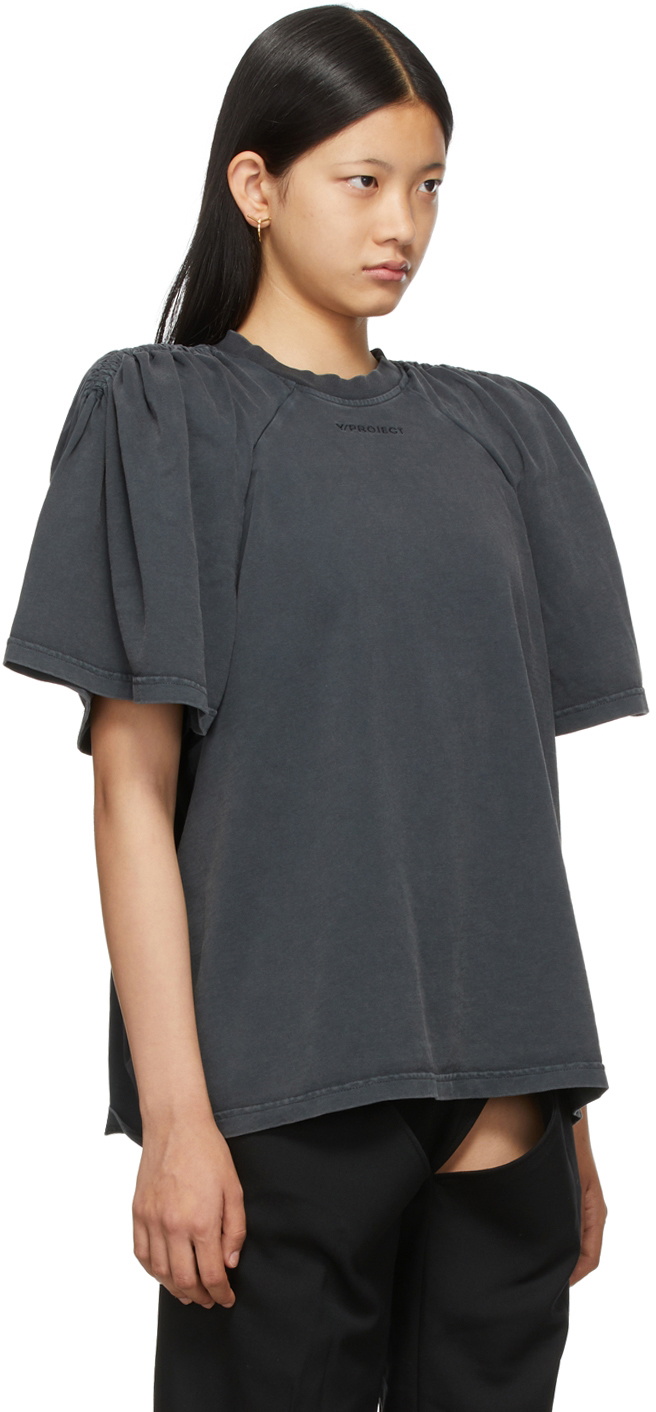 Y/PROJECT Ruched cropped top cotton-jersey T-shirt