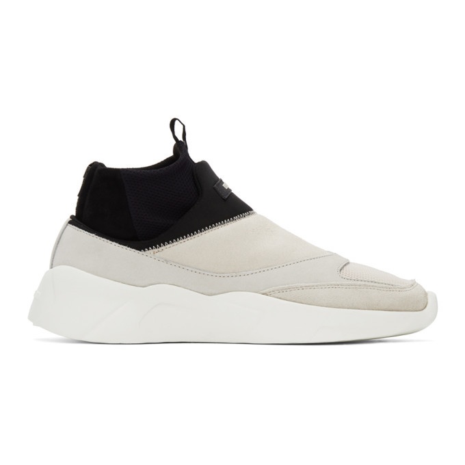Photo: Essentials Black and Beige Laceless Sock Runner Sneakers
