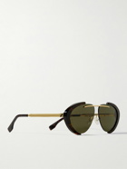 Fendi - Oval-Frame Gold-Tone and Tortoiseshell Acetate Sunglasses
