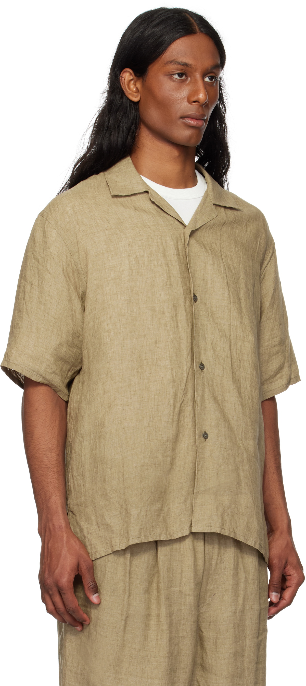 YLÈVE Khaki Linen Poplin Shirt