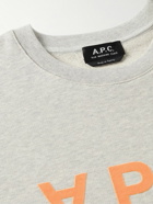 A.P.C. - Logo-Flocked Cotton-Jersey Sweatshirt - Gray