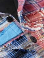 Greg Lauren - Distressed Patchwork Cotton Overshirt - Blue