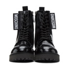 Moschino Black Logo Tab Combat Boots