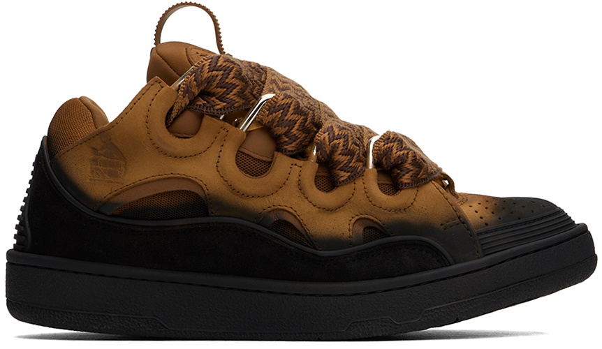 【関税込み】Lanvin SSENSE限定 ブラウン Curb スニーカー Lanvin SSENSE Exclusive Tan & Black Curb Sneakers Lanvin