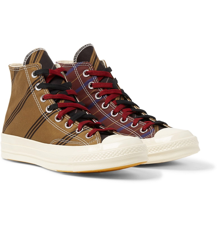 Photo: Converse - Chuck 70 Striped Canvas High-Top Sneakers - Brown
