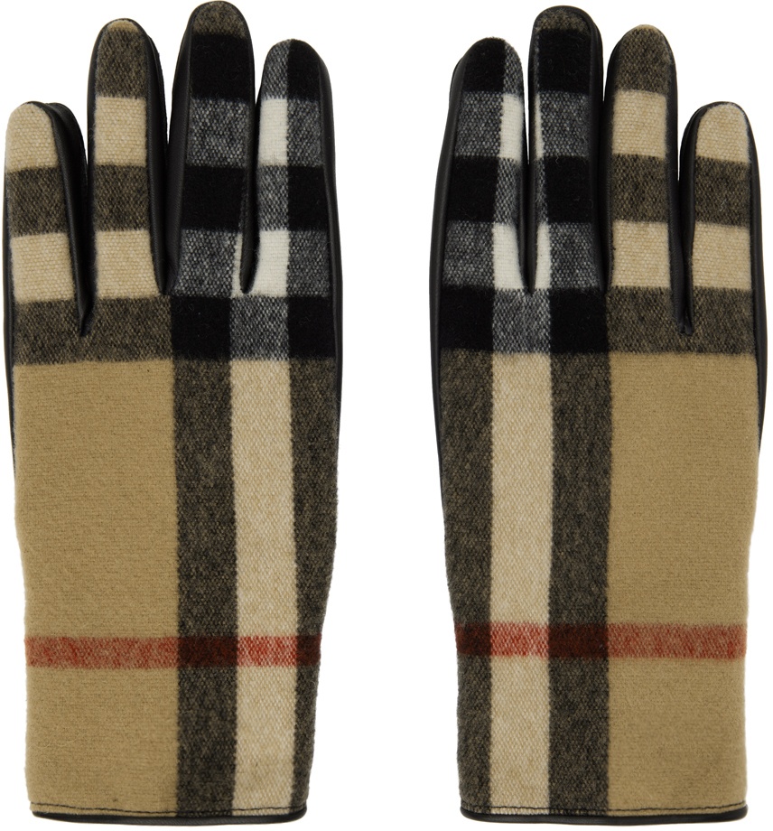 Photo: Burberry Tan & Black Vintage Check Gloves