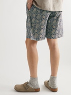 De Bonne Facture - Wide-Leg Paisley-Print Cotton-Voile Drawstring Shorts - Blue