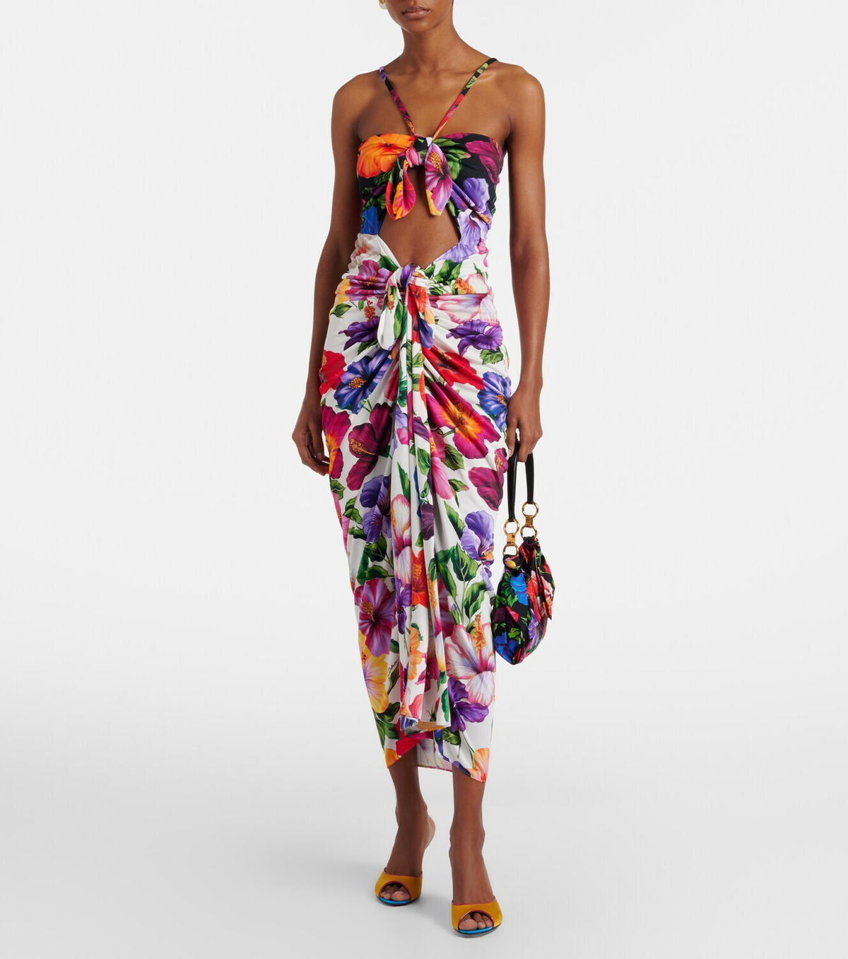 Dolce&Gabbana Floral draped cutout midi dress