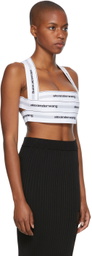 Alexander Wang White Logo Elastic Bikini Halter Top