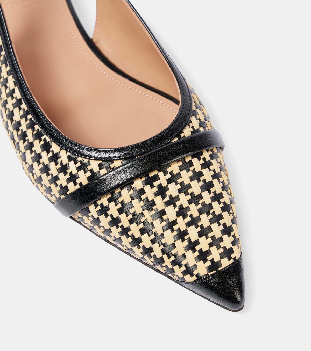 Malone Souliers Jama leather-trimmed raffia ballet flats