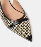 Malone Souliers Jama leather-trimmed raffia ballet flats