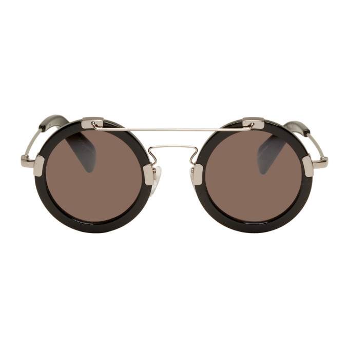 Photo: Yohji Yamamoto Black Round Double Bridge Sunglasses