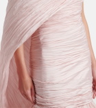 Marmar Halim Pleated taffeta bustier gown and cape set