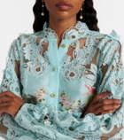 Camilla Embellished lace-trimmed linen and silk minidress