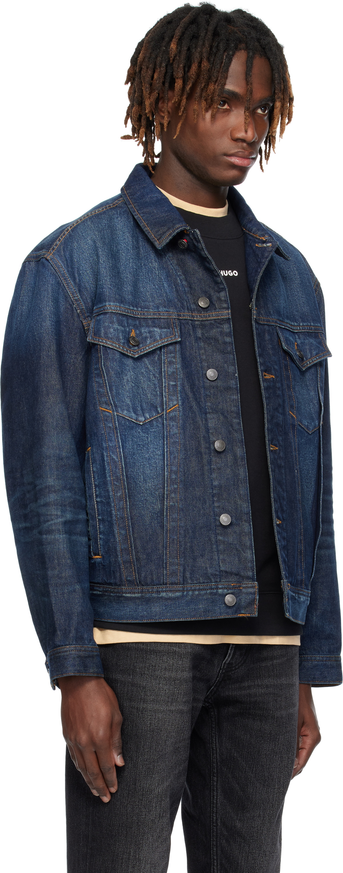 Hugo Blue Adjustable Hem Denim Jacket