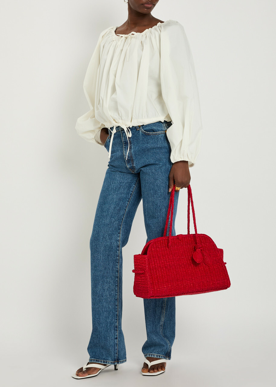 Bernadette Ally Gathered Stretch-cotton Poplin top White