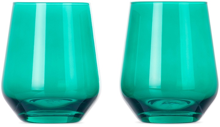 Photo: Estelle Colored Glass Green Stemless Wine Glass Set