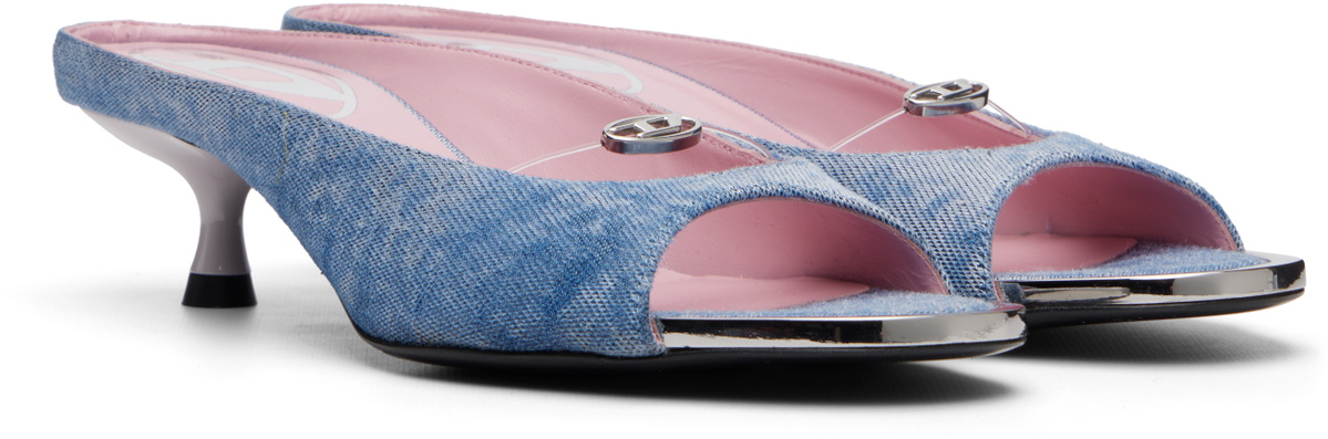 Diesel Blue D-Diam's-Low Denim Mule Heels