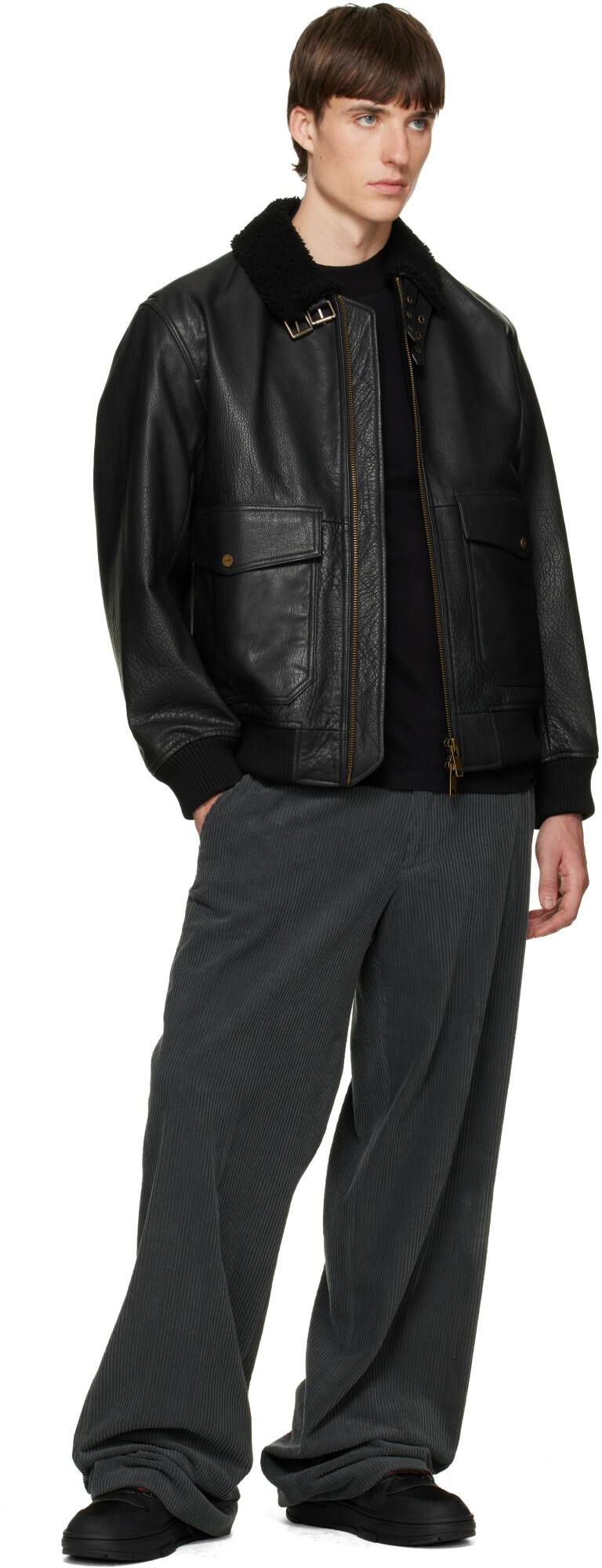Hugo Black Paneled Leather Sneakers