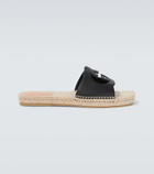Gucci - Interlocking G leather and jute slides