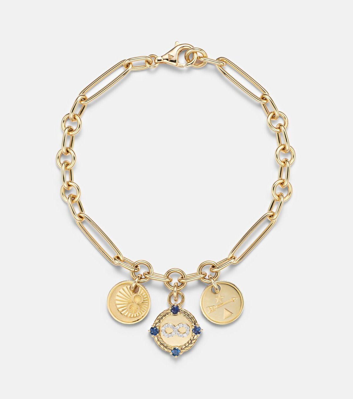 FoundRae Infinite Gratitude 18kt gold bracelet with diamonds and sapphires